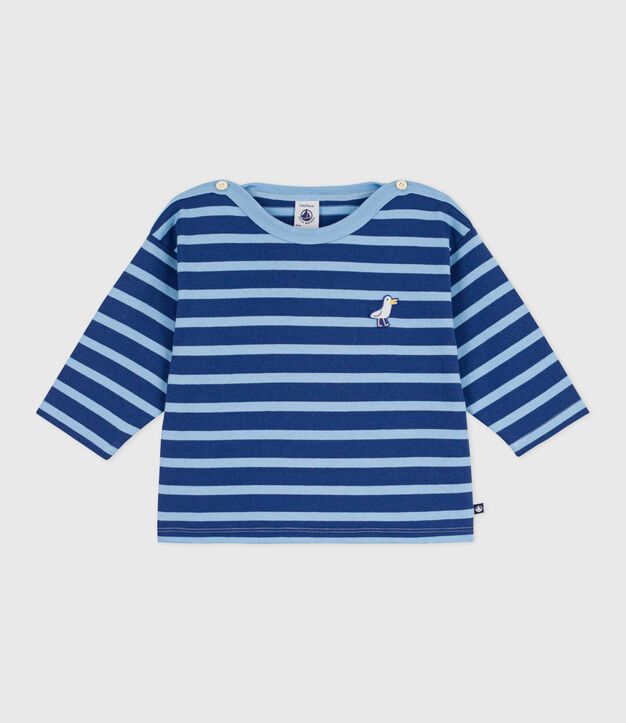 Marini&egrave;re in cotone con stemma a gabbiano neonato blu/blu