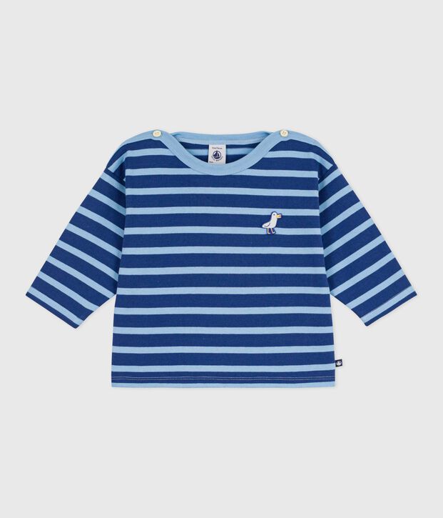 Marini&egrave;re in cotone con stemma a gabbiano neonato blu/blu