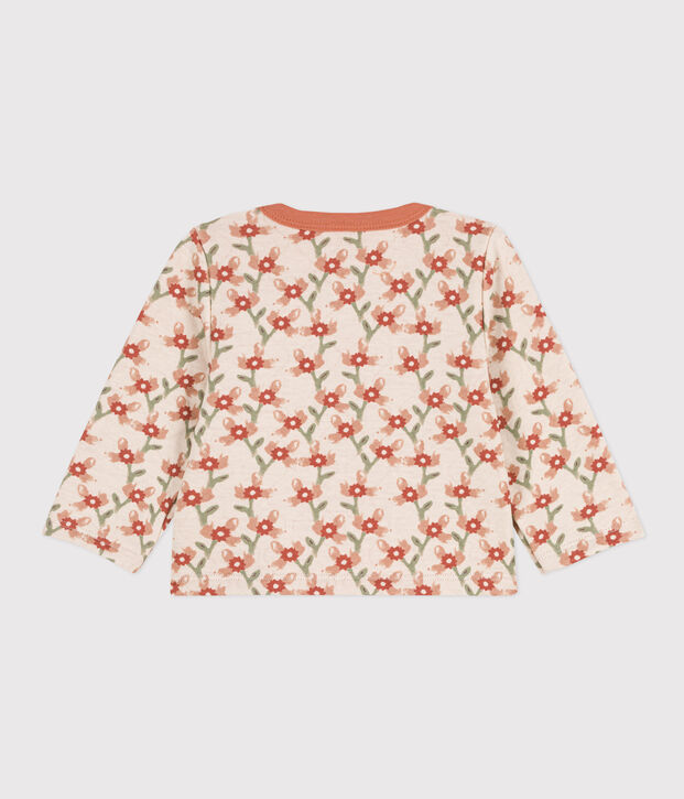 Cardigan in tubique trapuntato con stampa per beb&egrave; ecru/multicolore