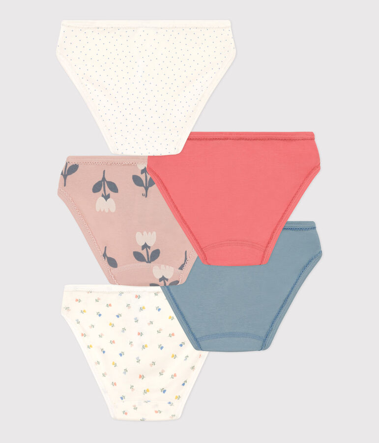 Confezione da 5 slip tulipani in cotone bambina multicolore