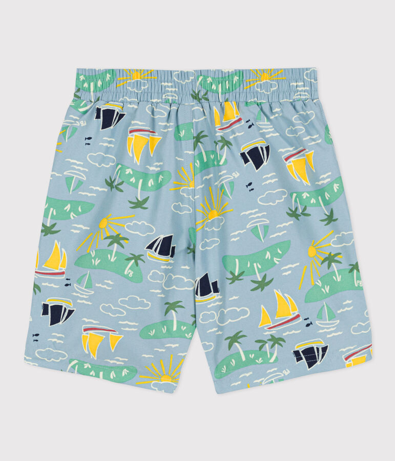 Shorts da mare riciclati con stampa bambino blu/multicolore