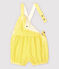 Salopette corta in seersucker a righe bebè femmina giallo SHINE/bianco MARSHMALLOW