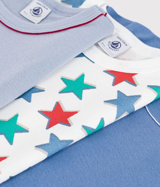 Set di T-shirt bambino a maniche corte in cotone con stampa a stelle multicolore