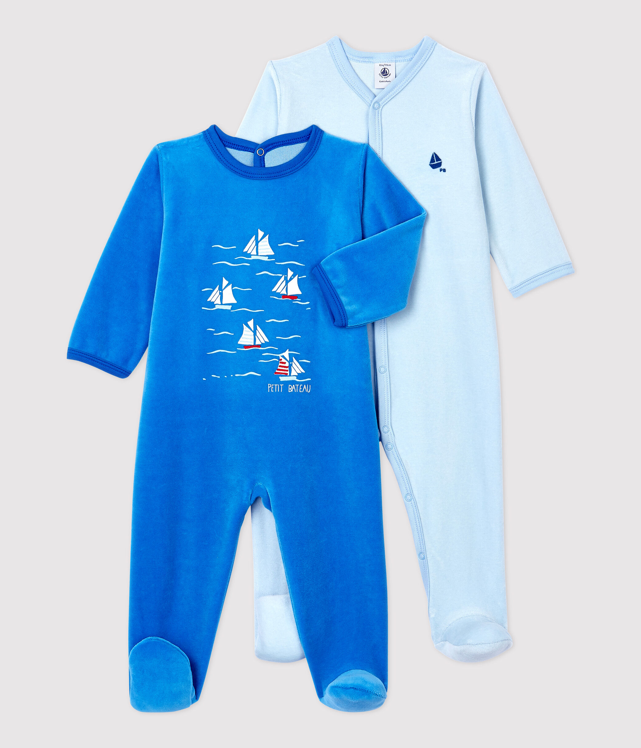 Confezione da 2 tutine pigiama bebè in ciniglia variante 1 | Petit Bateau