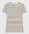 T-shirt REGULAR girocollo in cotone rigato donna bianco AVALANCHE/blu SMOKING