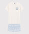 Pigiama corto bianco unisex a costine bianco MARSHMALLOW/blu COOL