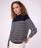 Pullover dallo spirito marinaro in misto lana e cotone a righe donna blu/bianco