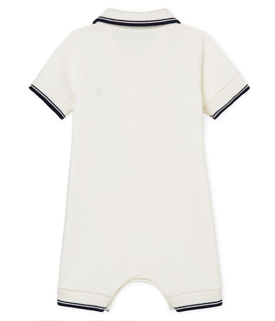 Tutina corta polo bebè maschio bianco MARSHMALLOW