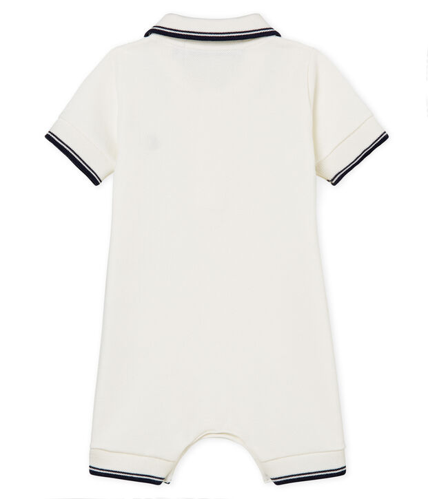 Tutina corta polo beb&egrave; maschio bianco