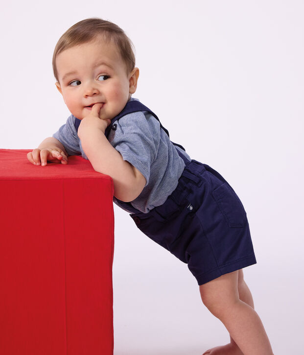 Shorts con bretelle in serge neonato SOIR