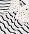 Blusa a maniche lunghe in cotone con motivo marinière e colletto con cuoricini neonata bianco MARSHMALLOW/blu SMOKING