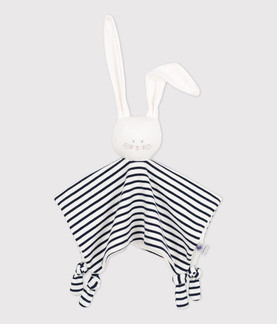 Peluche a forma di coniglietto marinaio in cotone biologico bianco MARSHMALLOW/blu SMOKING