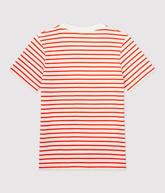 T-shirt marinière in cotone Donna bianco MARSHMALLOW/ CAROTTE