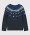 Pullover bambino in lana e cotone blu SMOKING/bianco MULTICO