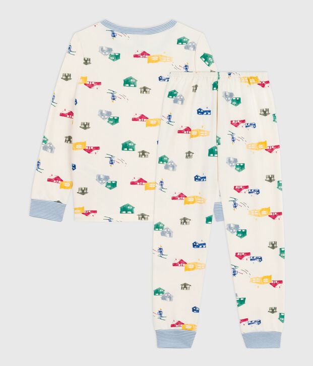Pigiama bambino in tessuto felpato con baite stampate ecru/multicolore