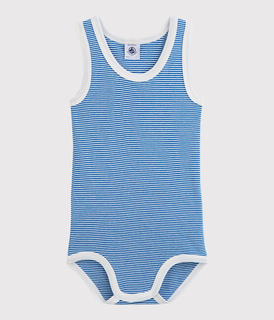 Body senza maniche bebè maschio blu RIYADH/bianco MARSHMALLOW