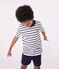Pigiama corto marinière bambino in cotone bianco MARSHMALLOW/blu SMOKING