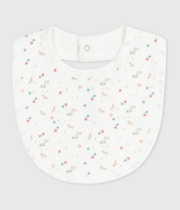 Bavaglino nascita in cotone con stampa a fiori bianco/multicolore