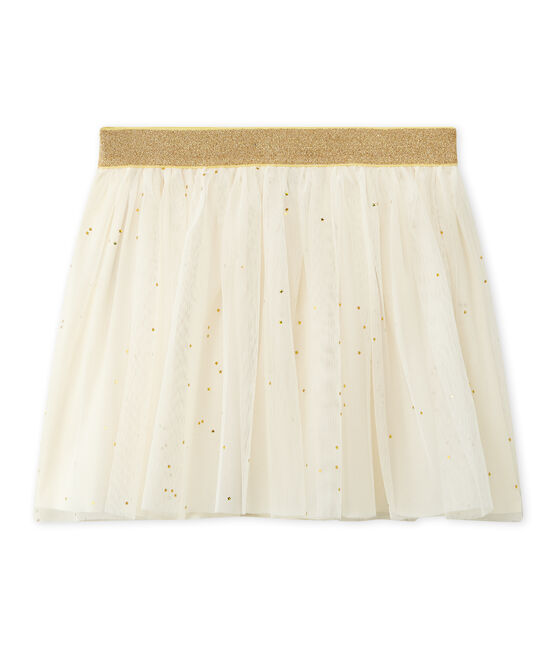 Gonna per bambina in tulle stellata beige COQUILLE/giallo DORE