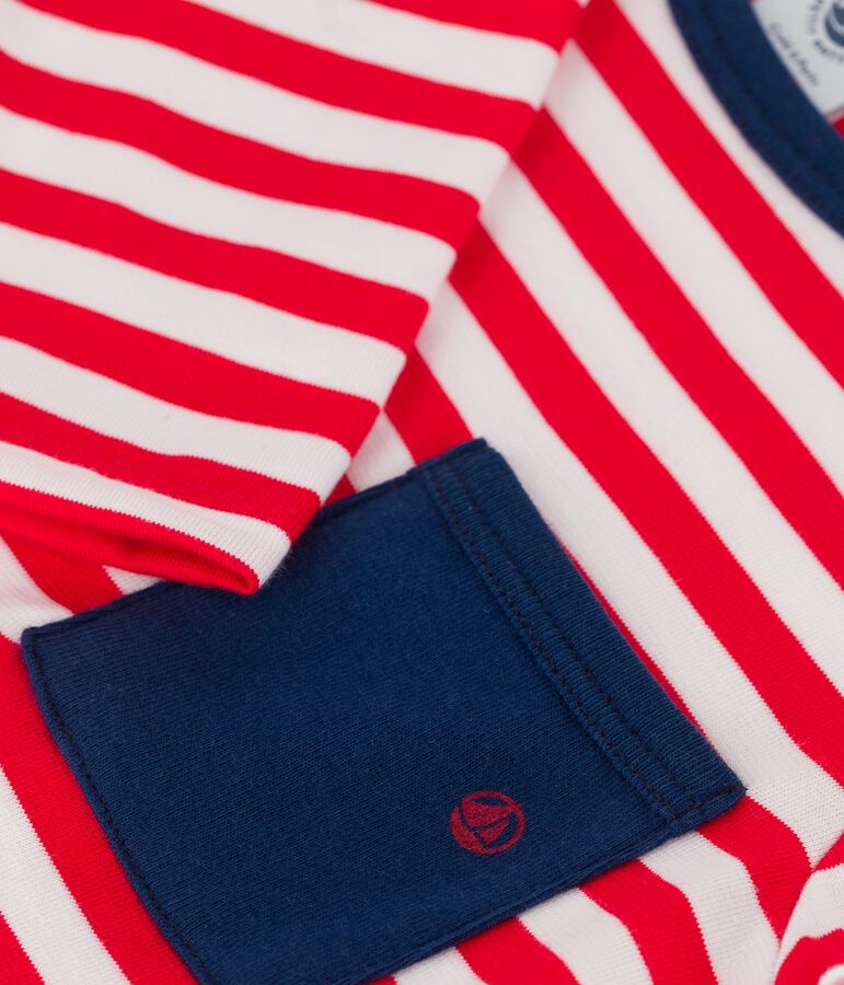T-shirt beb&egrave; a maniche lunghe in jersey a righe rosso/bianco