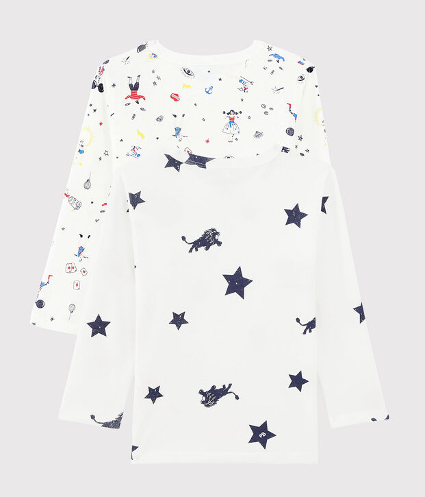 Confezione da 2 t-shirt manica lunga fantasia feste da bambino multicolore