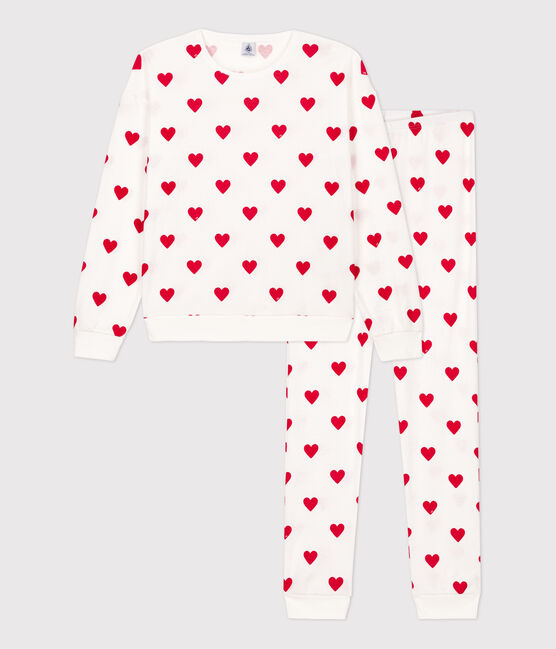 Pigiama donna in cotone cuore bianco MARSHMALLOW/rosso TERKUIT