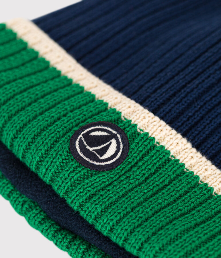 Cuffietta in maglia foderata in pile bambino blu MEDIEVAL/bianco MULTICO