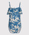 Costume da bagno intero con stampa bambina blu BEACH/ MULTICO