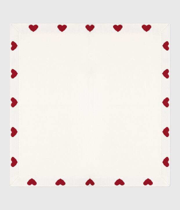 Coperta nascita in cotone bianco/rosso