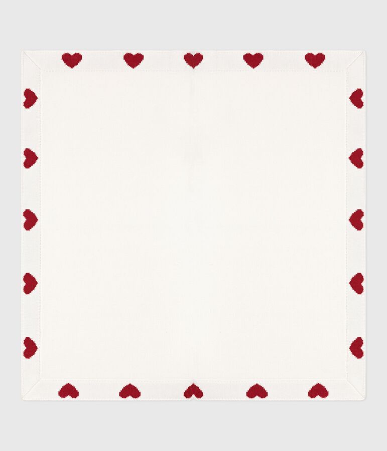 Coperta nascita in cotone bianco/rosso