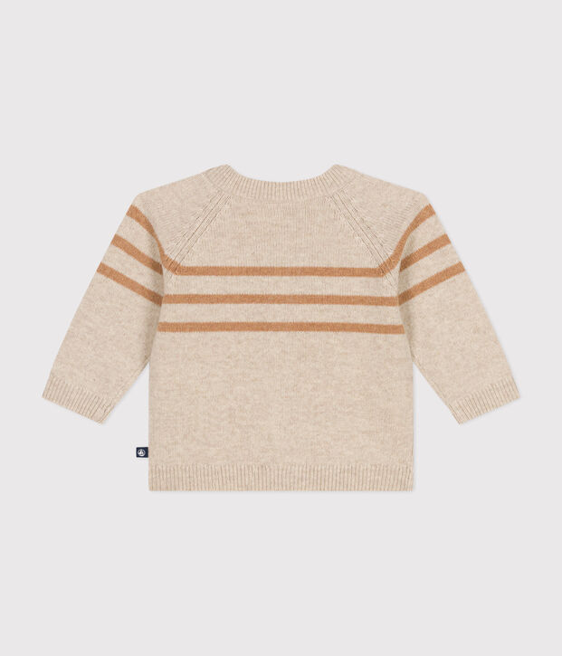 Cardigan in maglia con lana ecru/marrone
