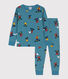Pigiama bambino unisex in cotone motivo snowboard