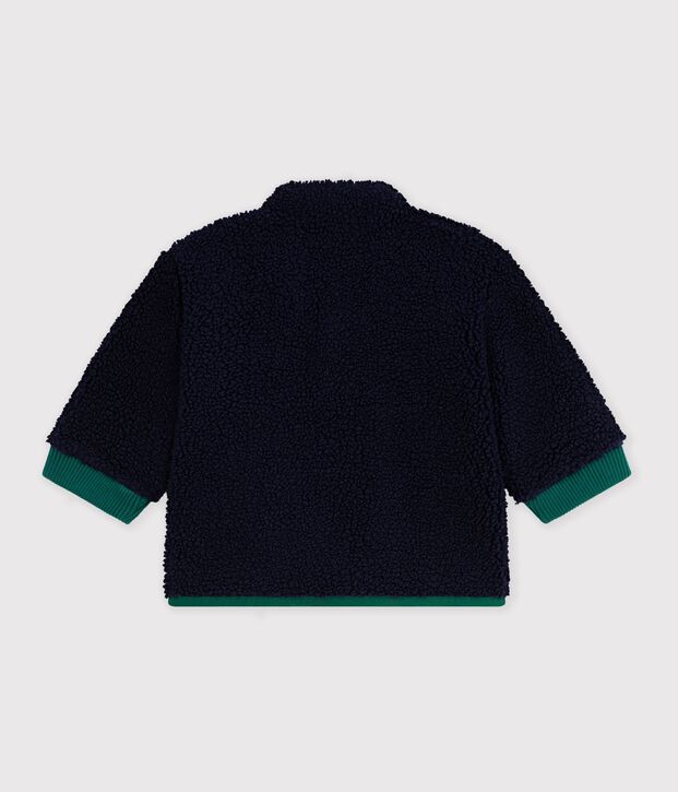 Cappotto imbottito in sherpa tinta unita neonato blu/multicolore
