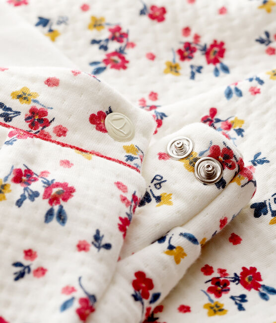 Pantalone bebè femmina in tubique bianco MARSHMALLOW/bianco MULTICO