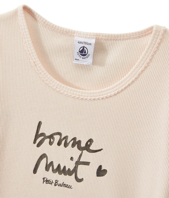 Pigiama corto bambina doppio tessuto con serigrafia bianco LAIT/rosa ROSE/ FLEUR