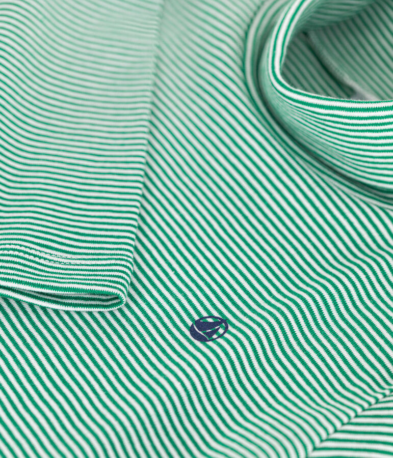 Dolcevita a righe in cotone bambino unisex verde/bianco