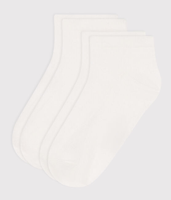 2 PAIA DI CALZINI PER BAMBINI IN COTONE BIANCO A TINTA UNITA bianco MARSHMALLOW