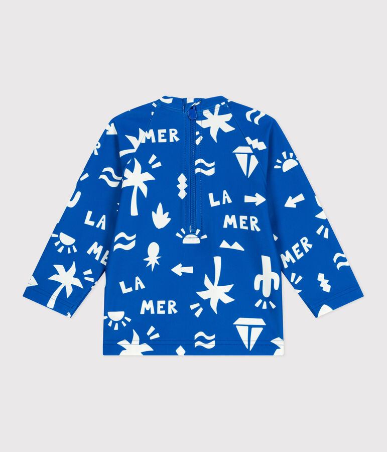 T-shirt anti UV con stampa spiaggia neonato blu PORCELANA/ MARSHMALLOW