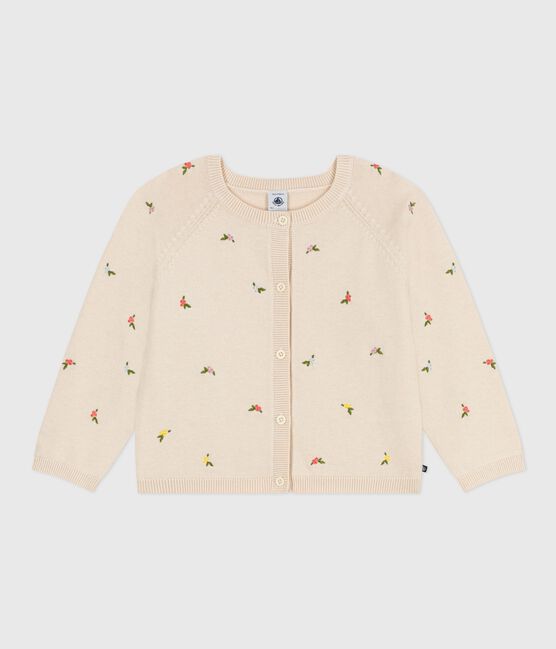 Cardigan bambina in misto lana e cotone con motivi ricamati bianco AVALANCHE/ MULTICO