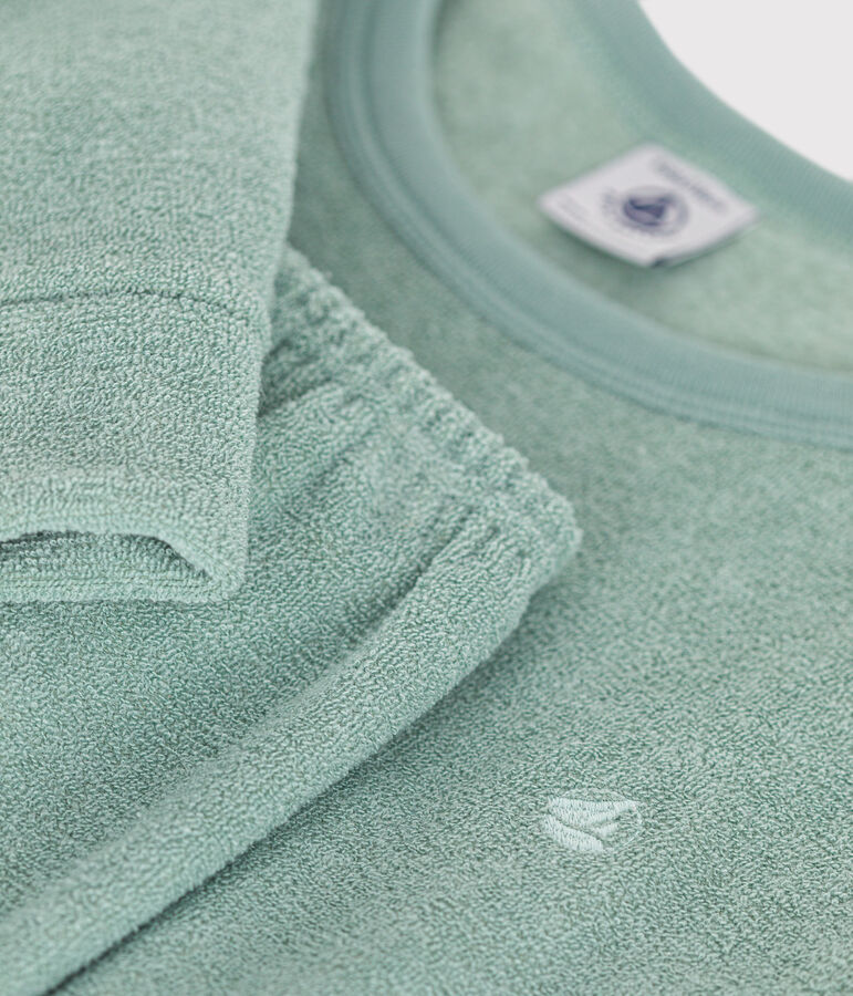 Pigiama in spugna bouclette spazzolata bambino verde