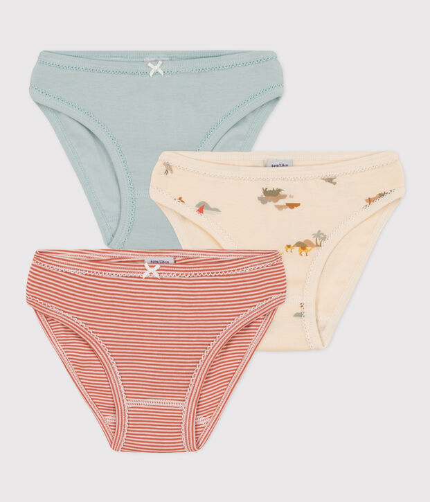 Confezione di 3 slip animali in cotone bambina multicolore