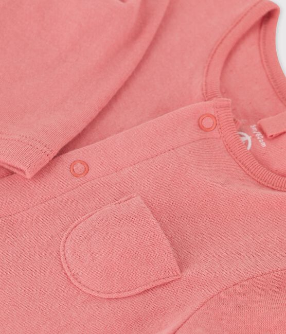 Tutina lunga bebè in tubique biologico tinta unita rosa PAPAYE