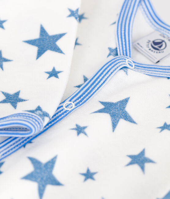 Pigiama in ciniglia a stelle neonato bianco MARSHMALLOW/blu ALASKA