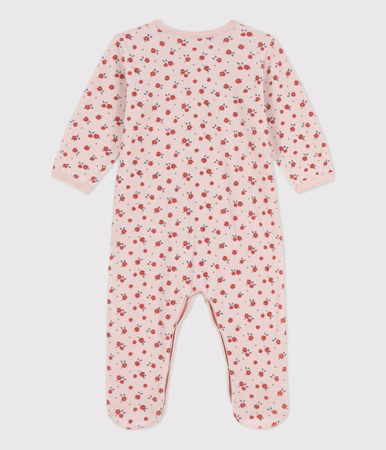 Tutina pigiama blu bebé in ciniglia rosa SALINE/bianco MULTICO