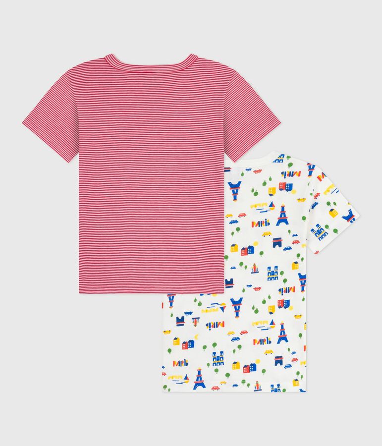 Set di T-shirt a maniche lunghe in cotone con stampa Parigi bambino multicolore