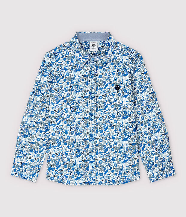 Camicia in popeline bambino bianco/multicolore