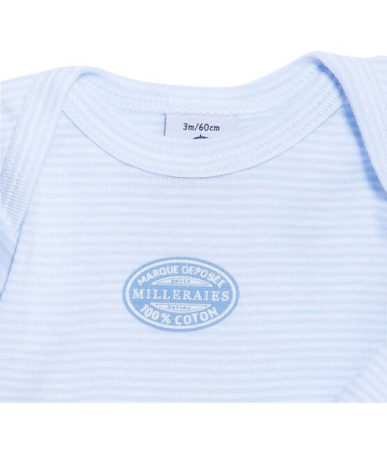 Body bebé bambino maniche lunghe millerighe blu FRAICHEUR/bianco ECUME
