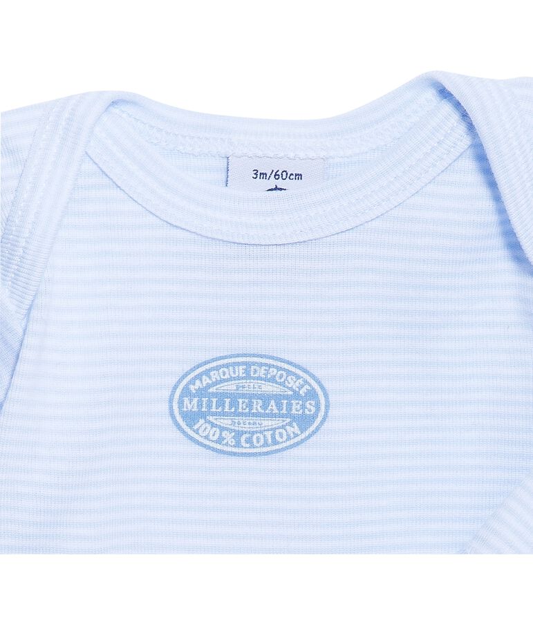 Body beb&eacute; bambino maniche lunghe millerighe blu/bianco