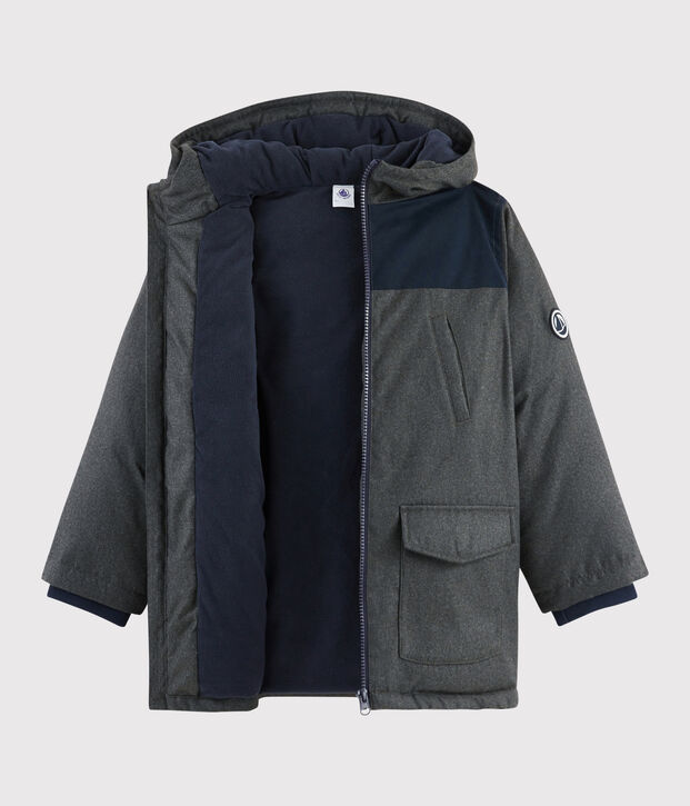 Parka bambino in cotone spalmato grigio