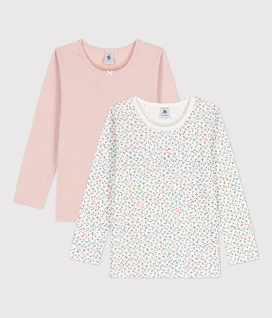 Confezione da 2 t-shirt a manica lunga bambina in cotone variante 1
